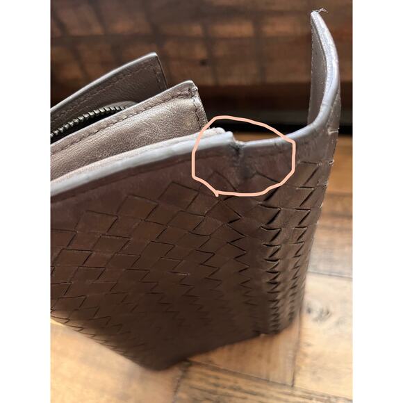 BOTTEGA VENETA Intreacciato Leather Continenta Wallet Brown/Gray W/COA and Box - Picture 11 of 16